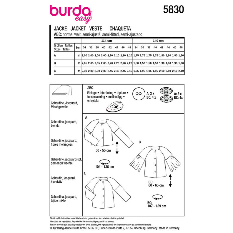 Veste | Burda 5830 | 34-48,  image number 12