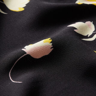 Tissu en crêpe fleurs ravissantes – noir, 