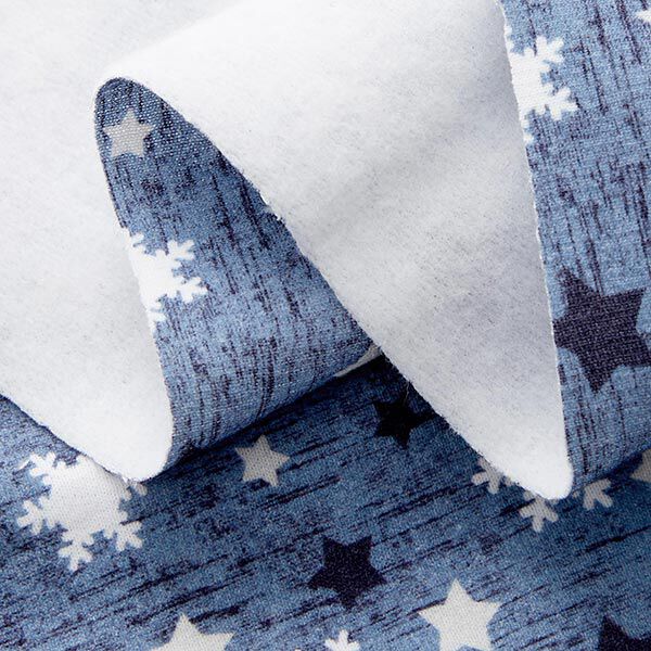 Sweatshirt gratté Flocons de neige et étoiles Impression numérique – gris bleu,  image number 3