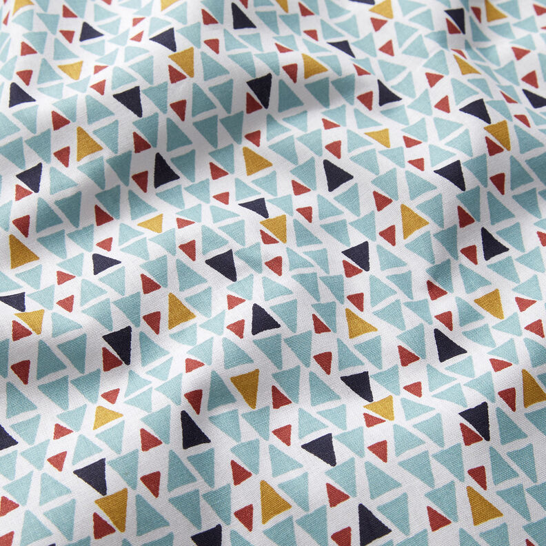 Tissu en coton Cretonne mini-triangles – bleu aqua/blanc,  image number 2