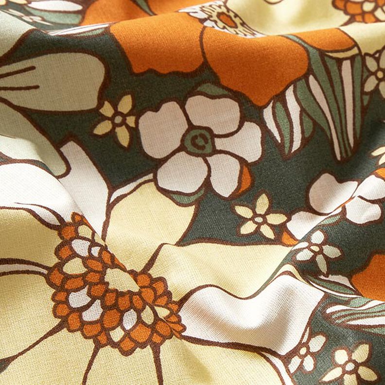 Tissu en coton Cretonne Fleurs rétro – orange clair/jaune clair,  image number 2