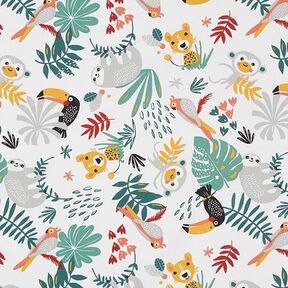 Tissu en coton Cretonne Jungle – blanc, 