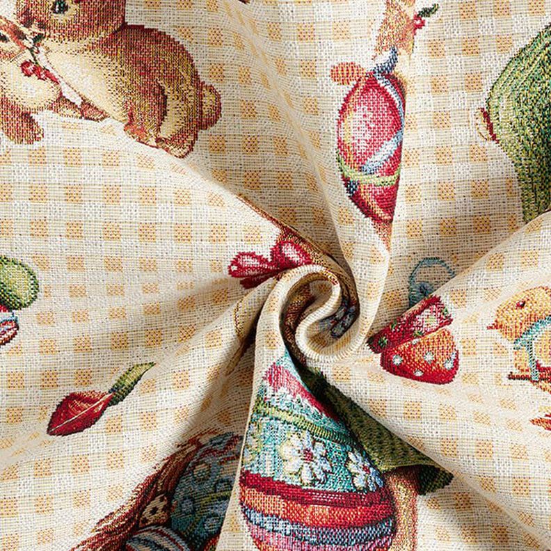 Tissu décoratif Gobelin petits lapins mignons – jaune clair,  image number 3