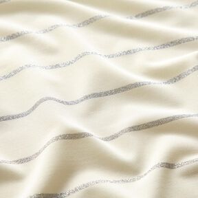 Jersey à rayures pailletées larges – blanc/argent métallisé, 