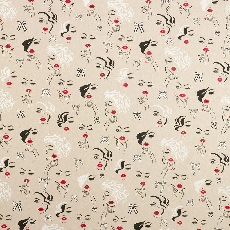 Tissu de décoration Semi-panama Modèles – nature/carmin,  image number 1
