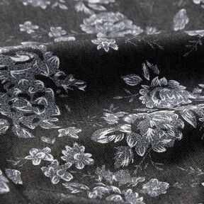 Chambray kleine Rosen – noir/blanc, 