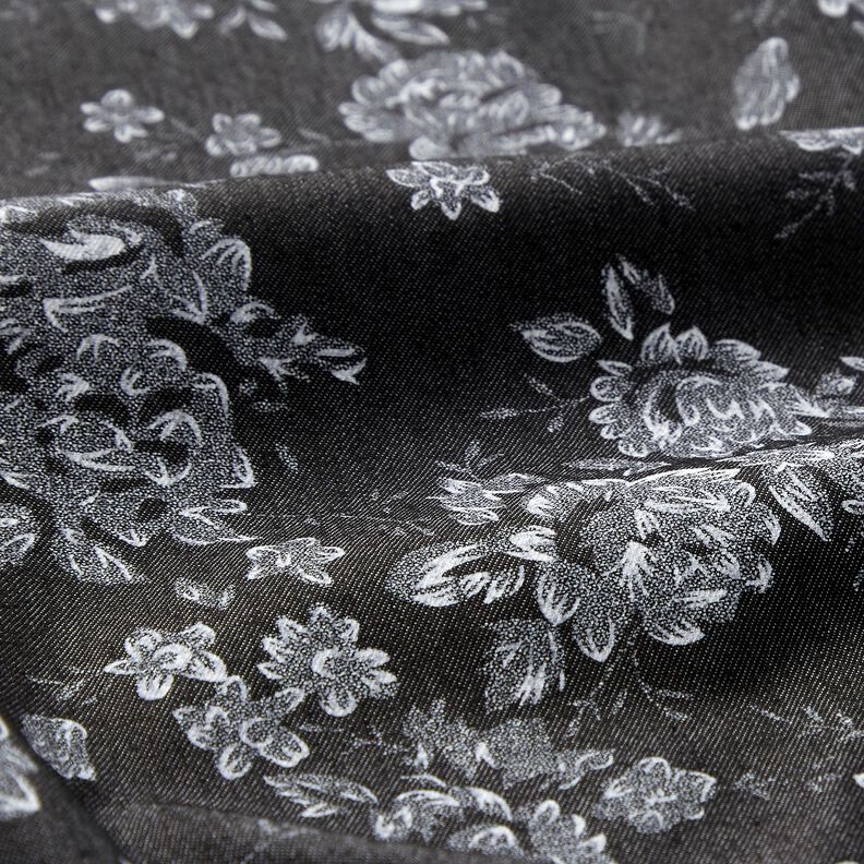 Chambray kleine Rosen – noir/blanc,  image number 2