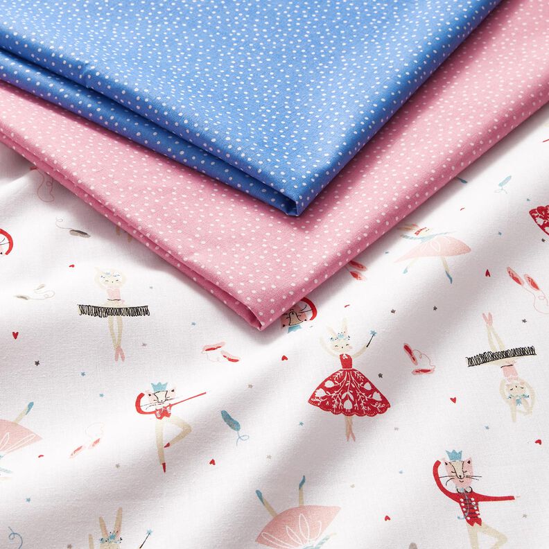 Tissu en coton Cretonne animaux dansants – blanc/rouge,  image number 5