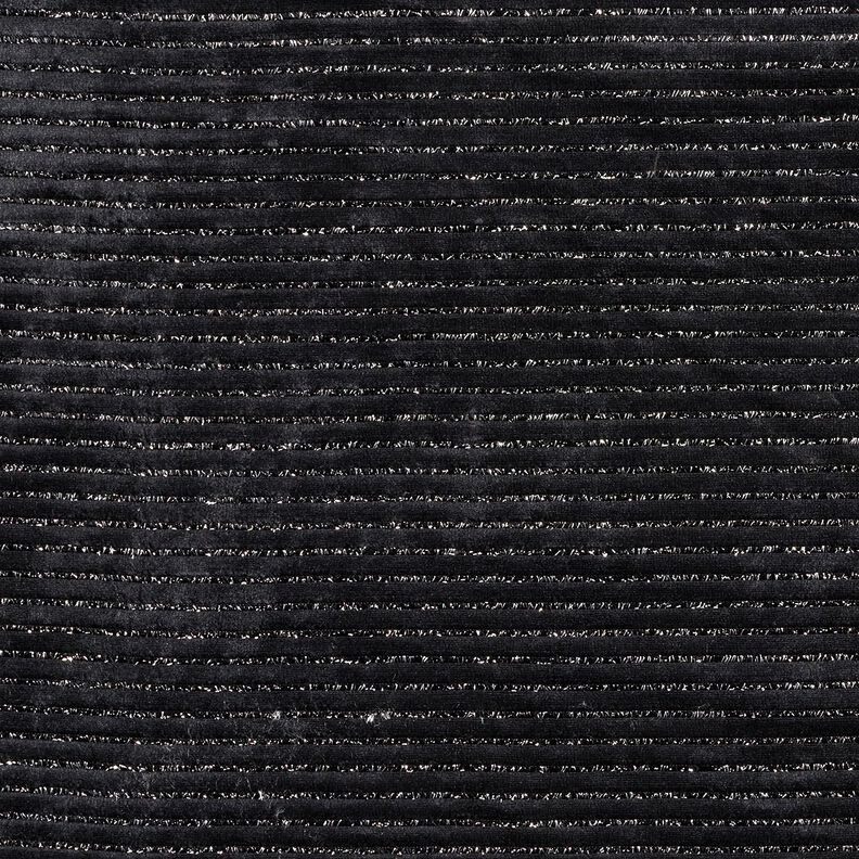 Tissu Nicki Rayures pailletées – noir/argent métallisé, image number 1