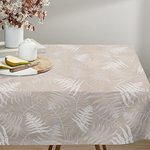 Tissu de décoration Semi-panama feuilles de fougère en filigrane – nature/blanc,  image number 9