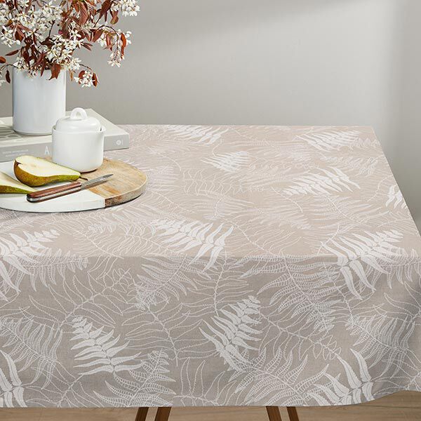 Tissu de décoration Semi-panama feuilles de fougère en filigrane – nature/blanc, image number 9