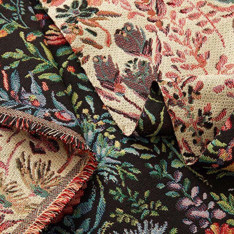 Tissu de décoration Gobelin Petites fleurs – noir, image number 3