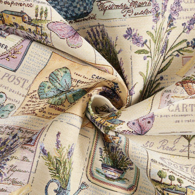 Tissu de décoration Gobelin Collage de lavande – nature/mauve,  image number 3
