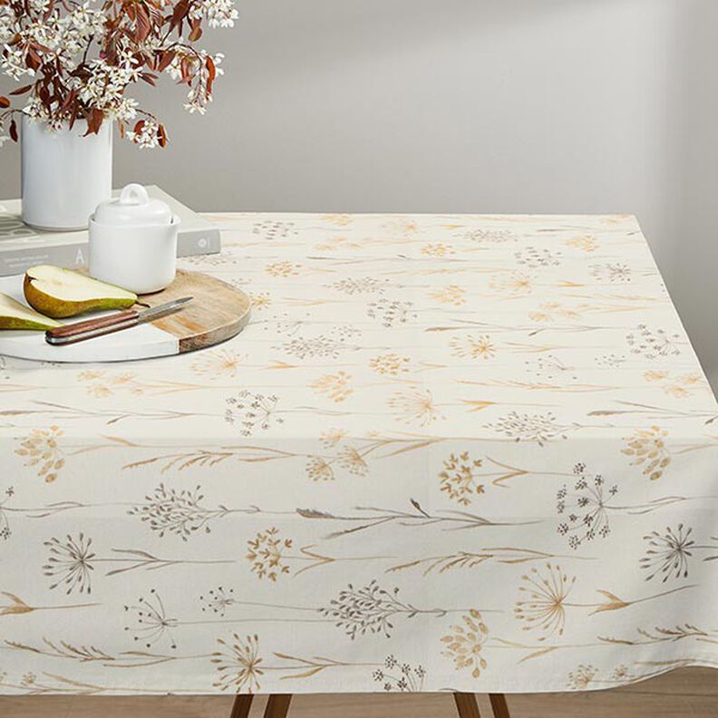 Tissu de décoration Semi-panama Fleurs séchées – beige clair, image number 8