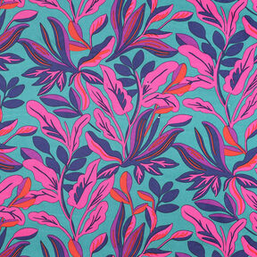 Satin de coton Lush Leaves | Nerida Hansen – turquoise/pourpre, 