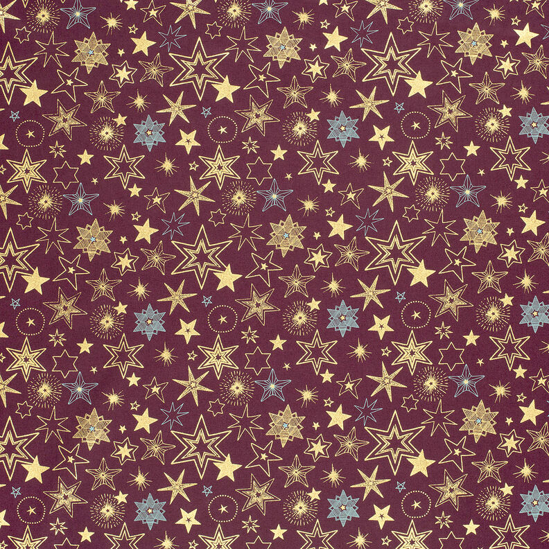 Tissu en coton Popeline Grandes étoiles – merlot/or,  image number 6
