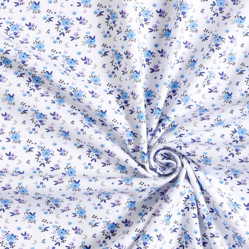 Jersey coton fleurs romantiques – blanc,  image number 3