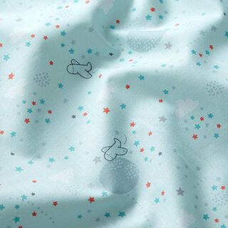 Tissu en coton Cretonne Voyage en avion – bleu clair, 