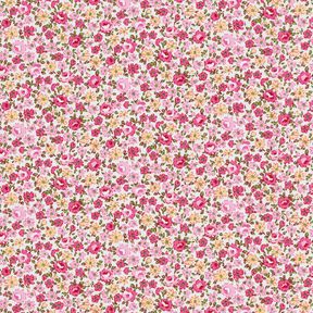 Popeline coton Mille-fleurs – blanc/rose, 