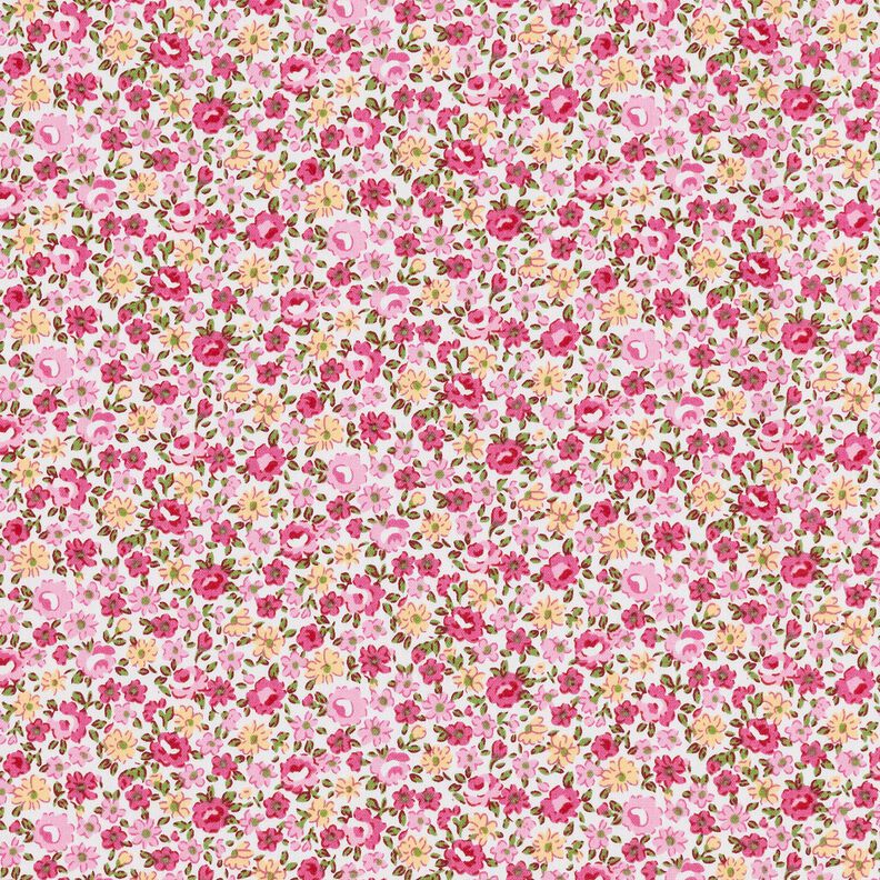 Popeline coton Mille-fleurs – blanc/rose, image number 1