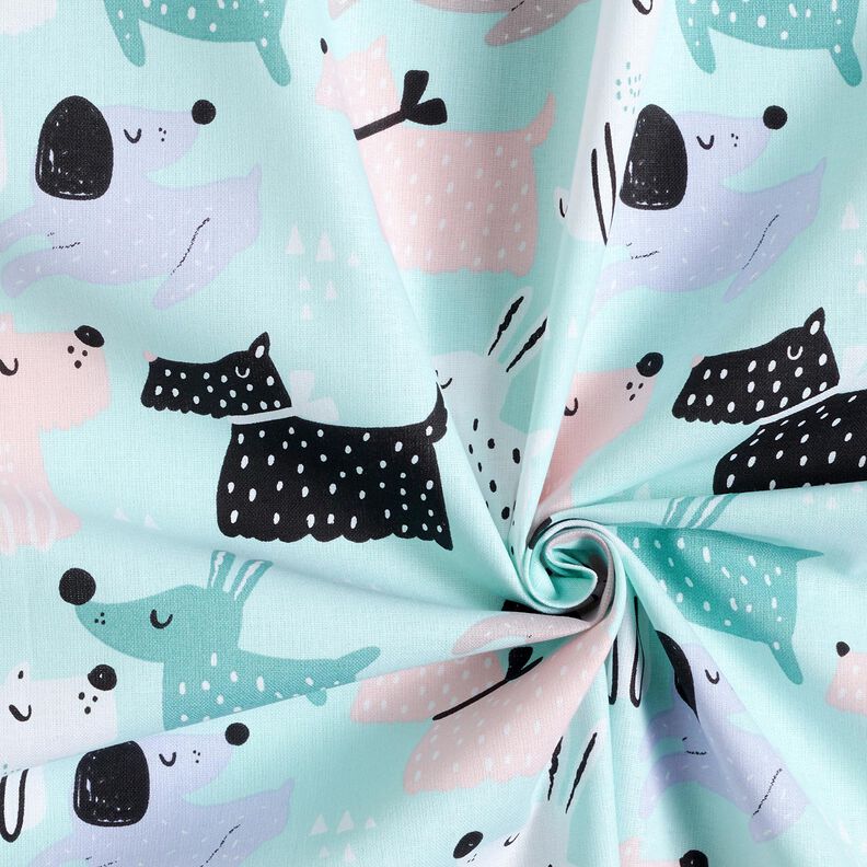 Tissu en coton Cretonne chiens abstraits – bleu ciel/rosé,  image number 3