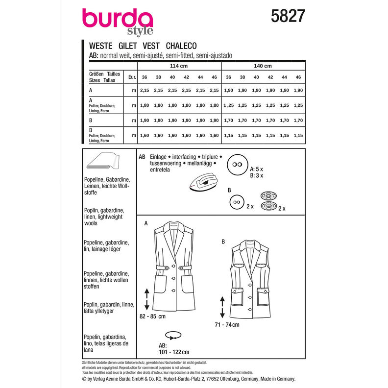 Gilet | Burda 5827 | 36-46,  image number 9