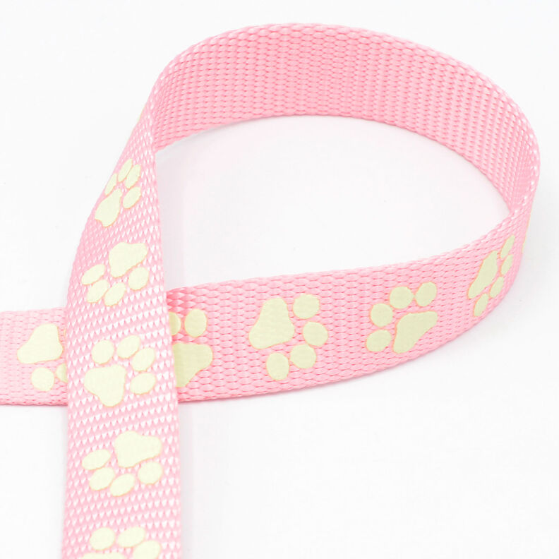 Ruban réfléchissant Laisse pour chien Patte [20 mm] – rose,  image number 1