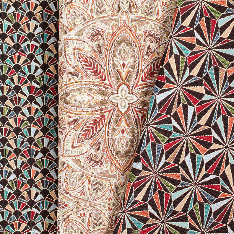 Tissu de décoration Gobelin Losanges – noir/vert, image number 5