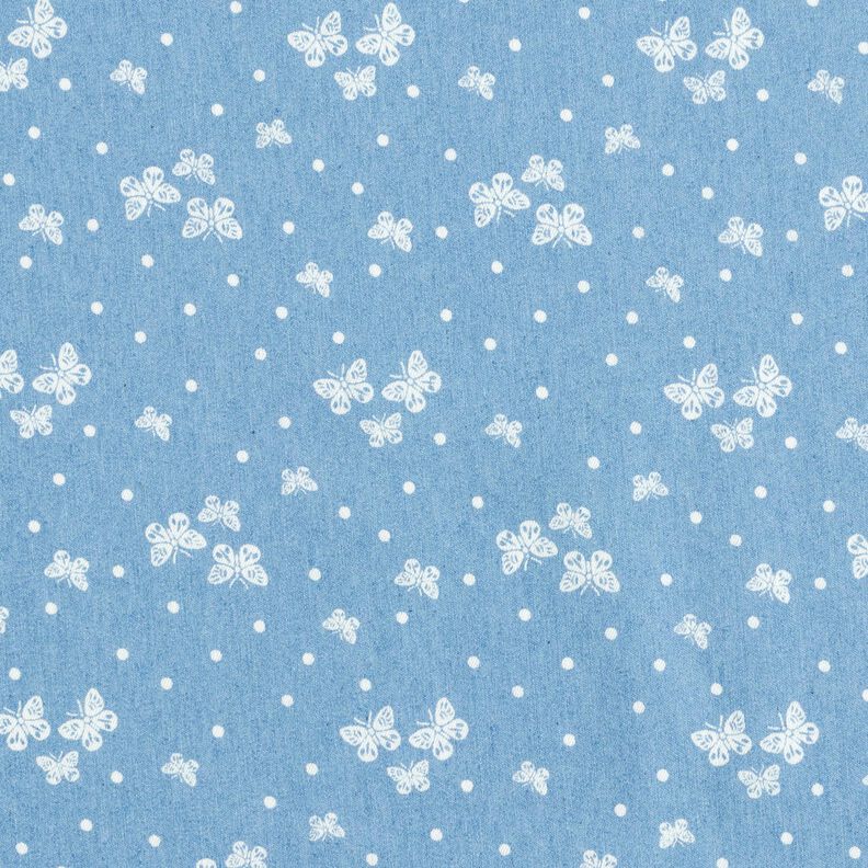 Chambray Points et papillons – bleu clair/écru,  image number 1