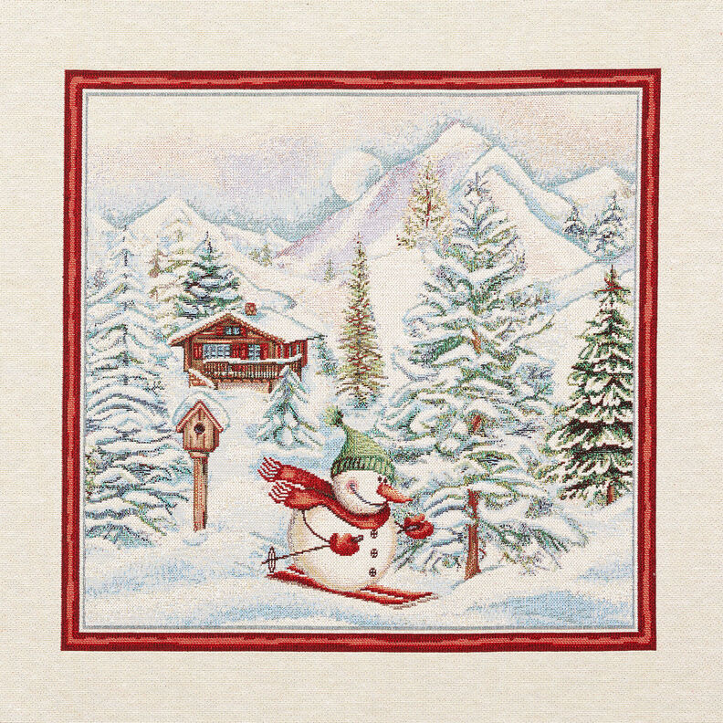 panneau décoratif Gobelin Bonhomme de neige – carmin/beige clair, image number 1