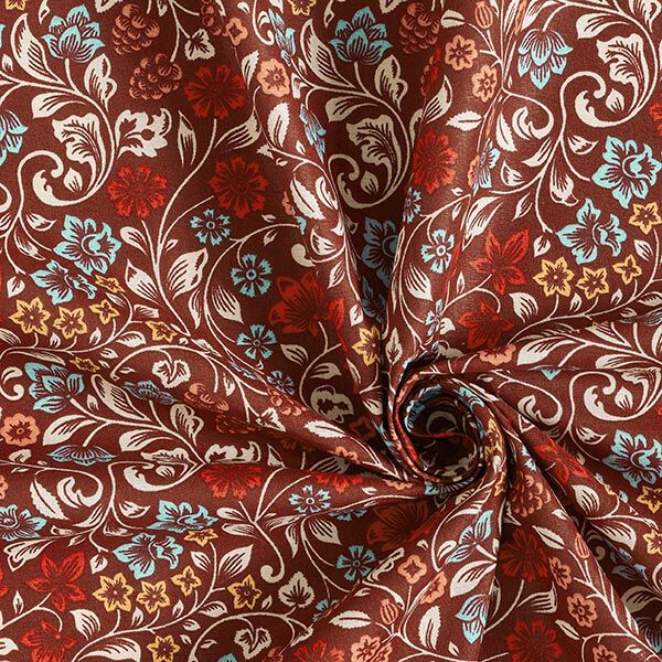 Tissu en coton Cretonne Vrilles de fleurs – bordeaux/taupe clair,  image number 3