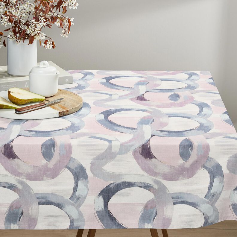 Tissu de décoration Semi-panama anneaux abstraits – lilas pastel/bleu, image number 8