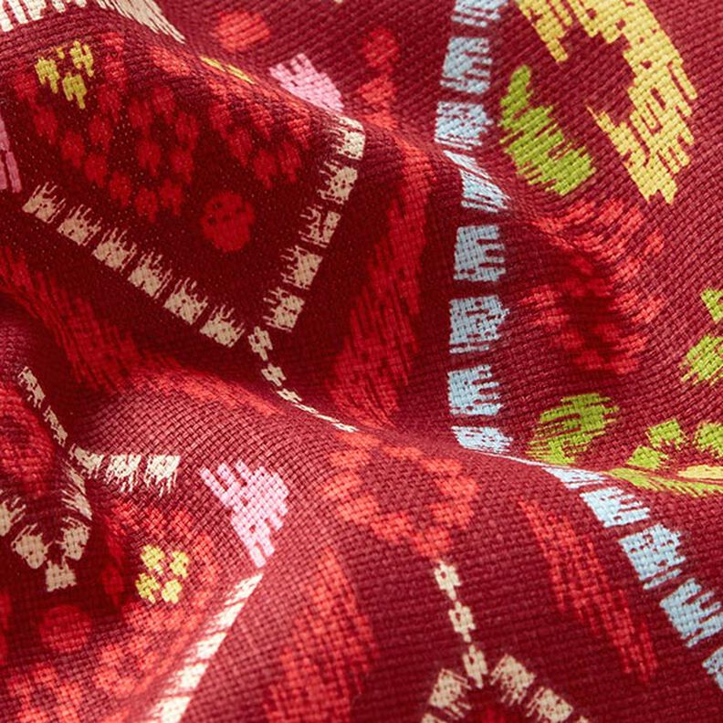 Tissu de décoration Semi-panama Ethnique moderne – carmin,  image number 2