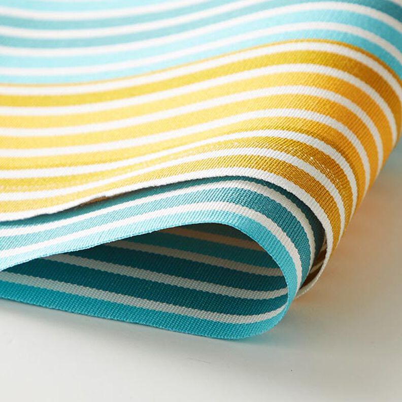 Tissu d’extérieur Canvas Rayures rétro – jaune/turquoise,  image number 6