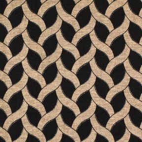 Jersey viscose Motif torsadé pailleté – noir/abricot, 