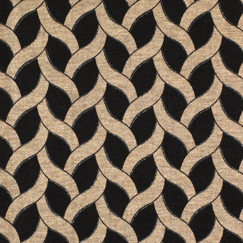 Jersey viscose Motif torsadé pailleté – noir/abricot,  image number 1