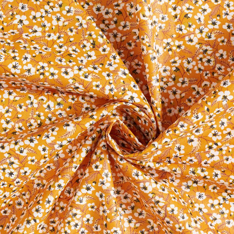 Coton enduit Fleurs – jaune curry/blanc,  image number 4
