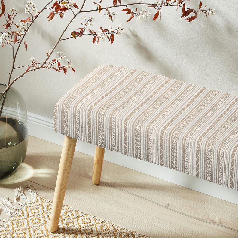 Tissu de d&eacute;coration Jacquard rayures ethniques &ndash; an&eacute;mone/&eacute;cru,  image number 5