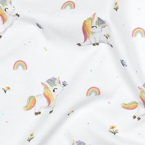 GOTS Jersey coton Licornes Impression numérique | by Poppy – blanc, 