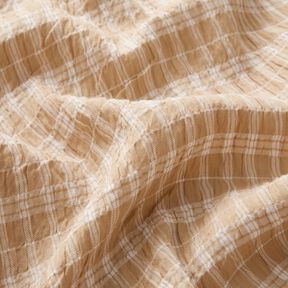 Seersucker Rayures mixtes – sable/blanc, 
