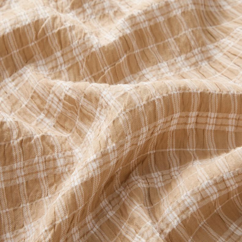 Seersucker Rayures mixtes – sable/blanc, image number 2