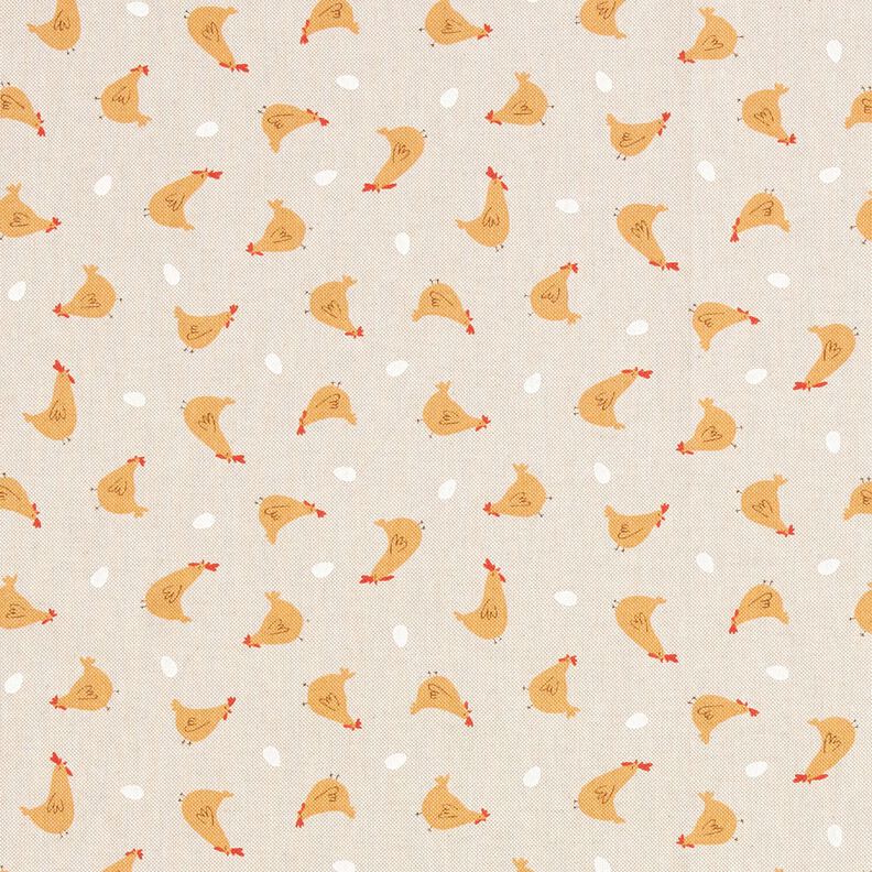 Tissu de décoration Semi-panama Petits poulets – nature/jaune curry, image number 1