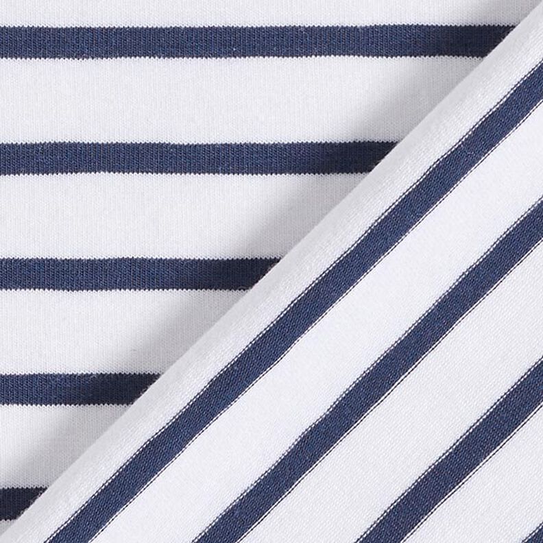 Jersey de coton Rayures fines et larges – blanc/bleu marine,  image number 4