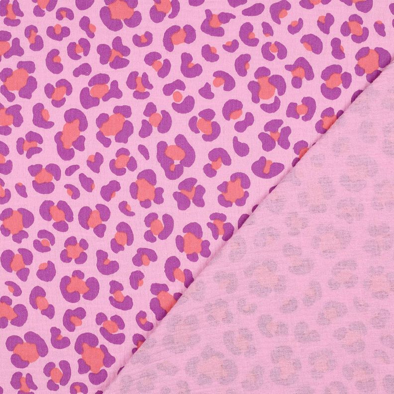 Tissu double gaze de coton imprimé léopard coloré | Poppy Fabrics – violet pastel/lilas rouge, image number 4