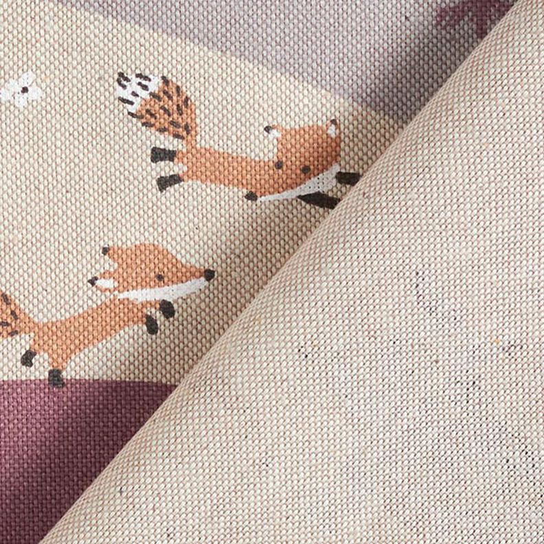 Tissu de décoration Semi-panama Animaux de la forêt – vieux rose clair/greige,  image number 4