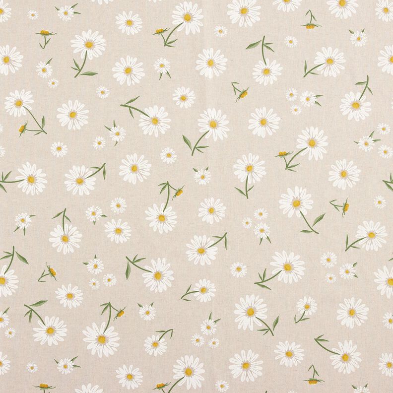 Tissu de décoration Semi-panama Marguerites éparses – nature/blanc,  image number 1