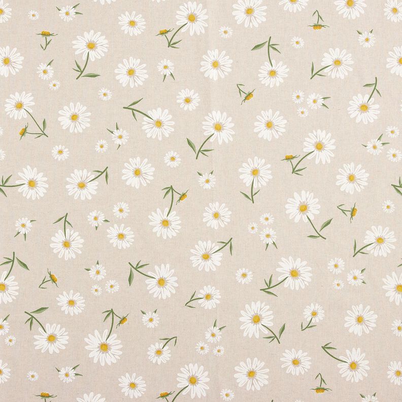 Tissu de décoration Semi-panama Marguerites éparses – nature/blanc,  image number 1
