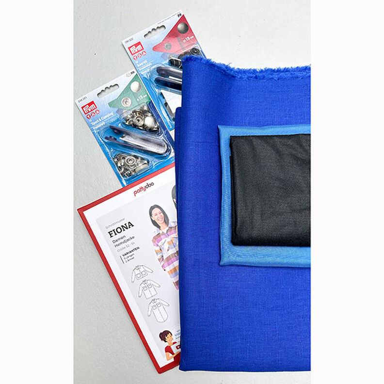 Tissu de lin en ramie mélangée medium – bleu roi,  image number 15