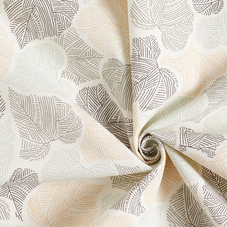 Tissu de décoration Semi-panama Cœurs de feuilles – ivoire/roseau, image number 3