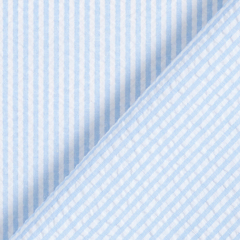 Seersucker Mélange coton à rayures – bleu clair/écru,  image number 4